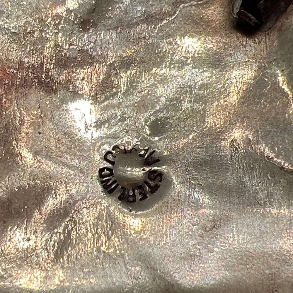 Abalone Sterling Silver Pendant Brooch Pin Inlaid Flower Alpaca Silver Mexico